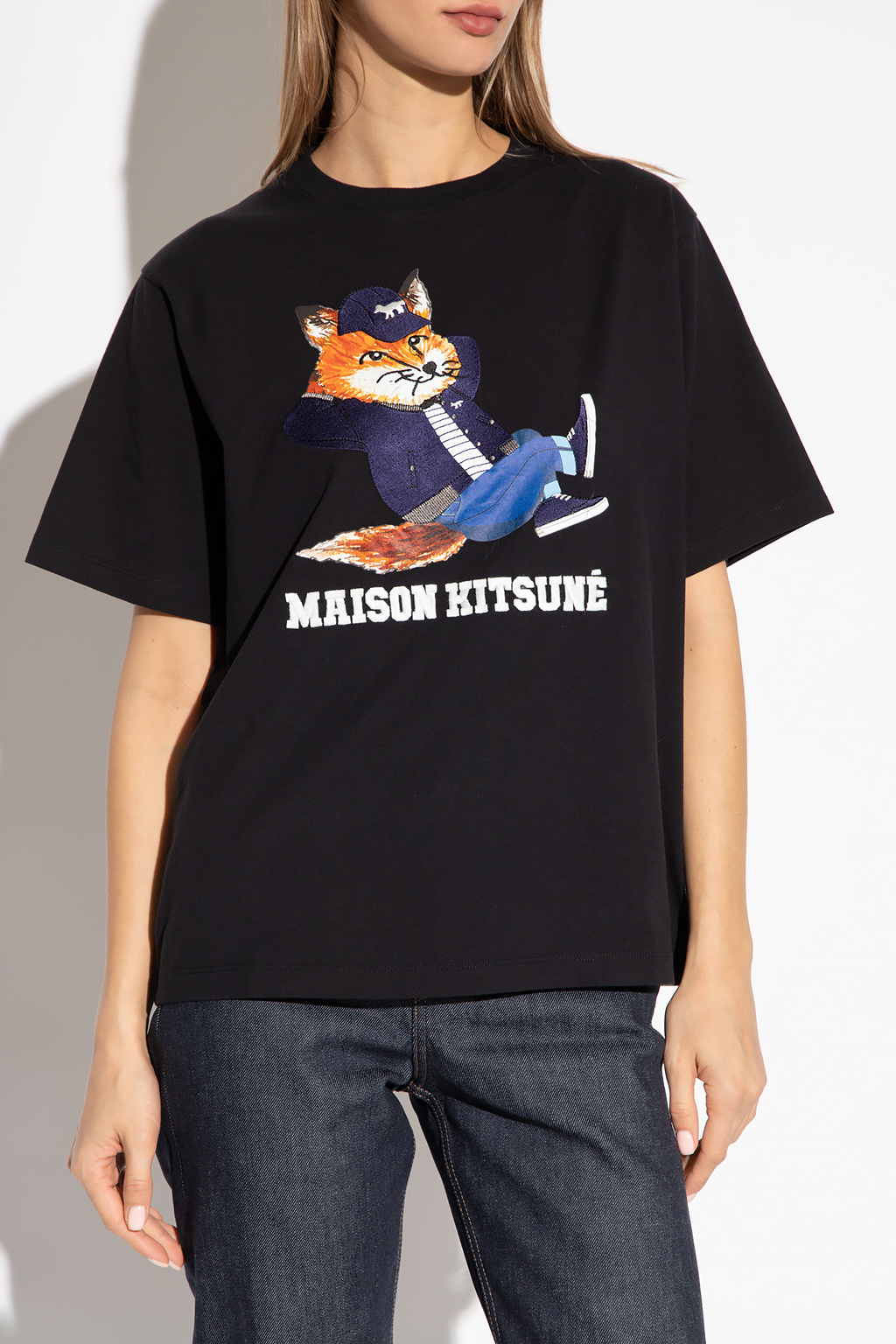 Maison Kitsuné Ron Dorff Schmales T-Shirt Schwarz