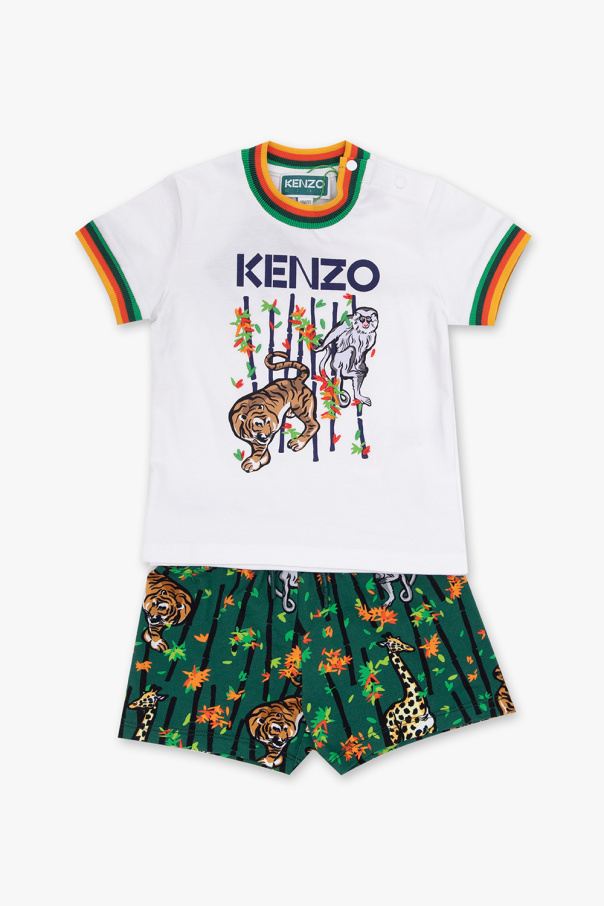 Kenzo Kids Wildest Island-print cotton shirt