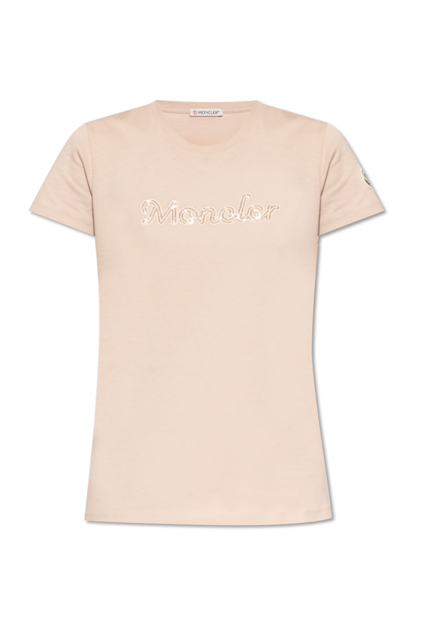 T-shirt with shimmering appliqués od Moncler