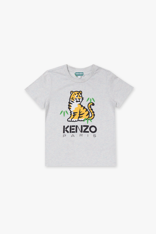 Kenzo Kids urban classics plaid cotton shirt asphalt red