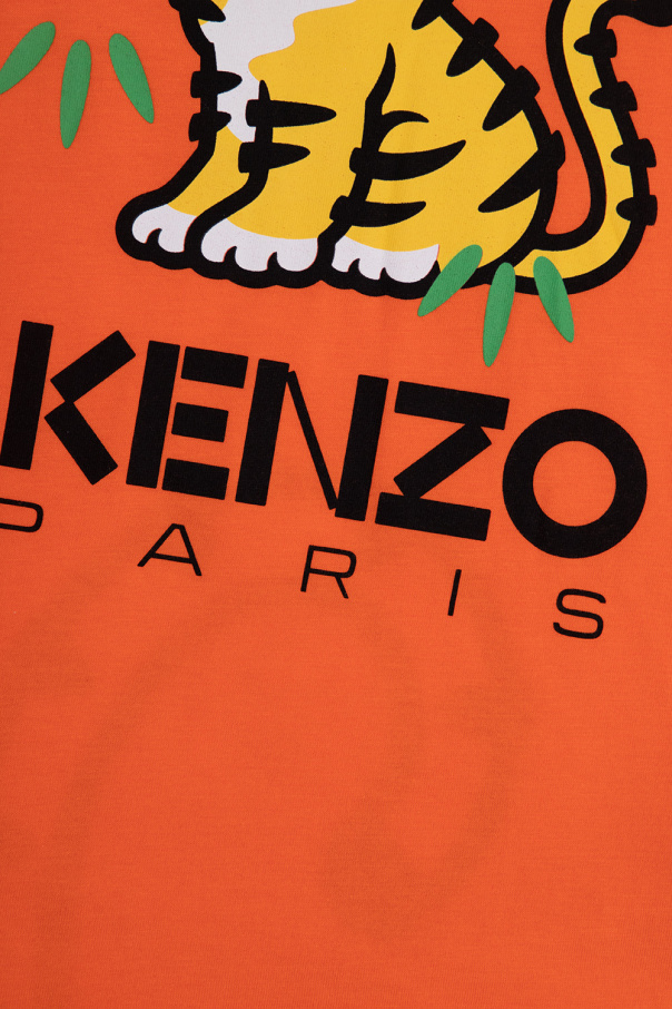 Kenzo Kids sleeveless t-shirt with logo in washed khaki part of a set