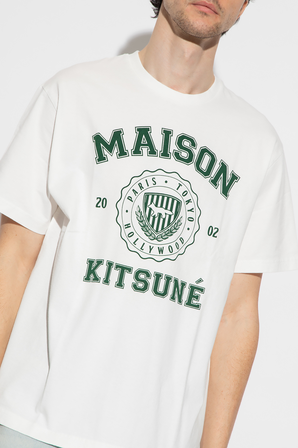 Maison Kitsuné T-shirt Printed ASICS Performance cinzento branco preto