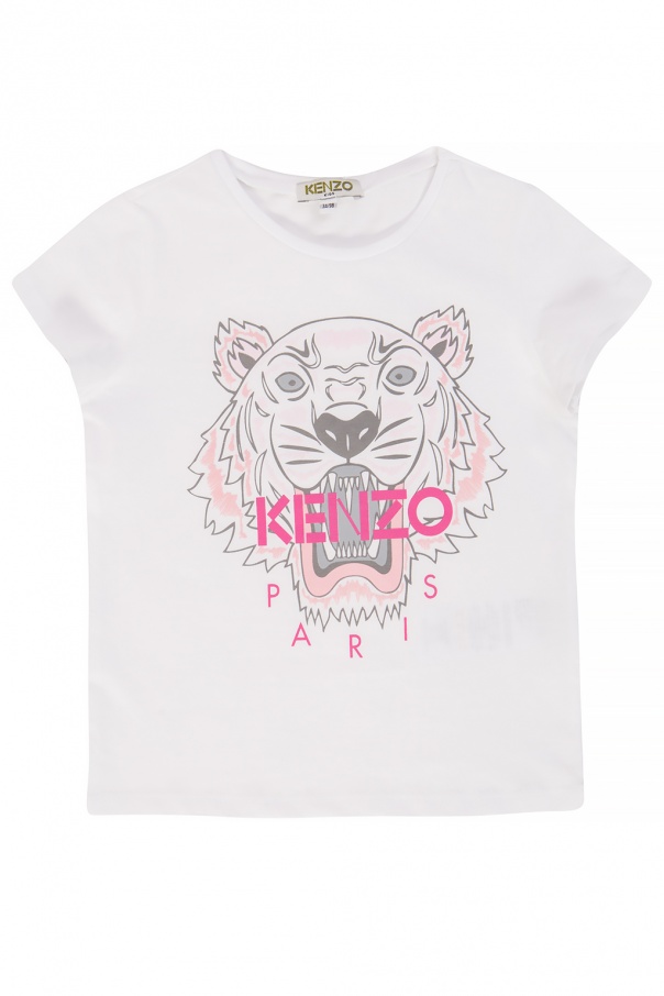 Verwijdering Verlaten terugtrekken White Printed T-shirt with a tiger head Kenzo Kids - Vitkac France