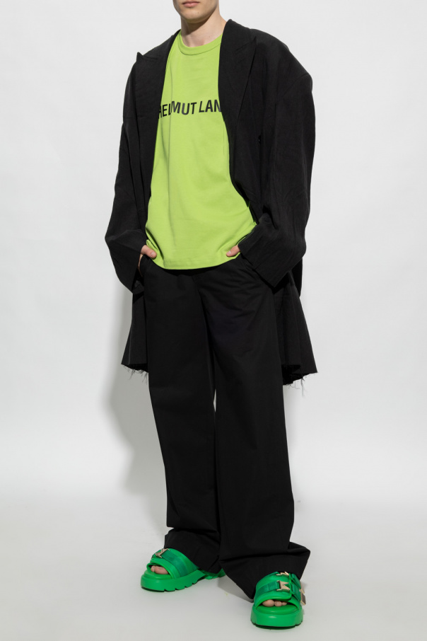 Helmut Lang ruffle-trimmed mix-print chiffon shirt