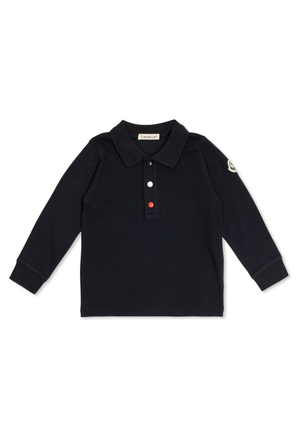 Long-sleeve polo shirt with logo patch od Moncler Enfant