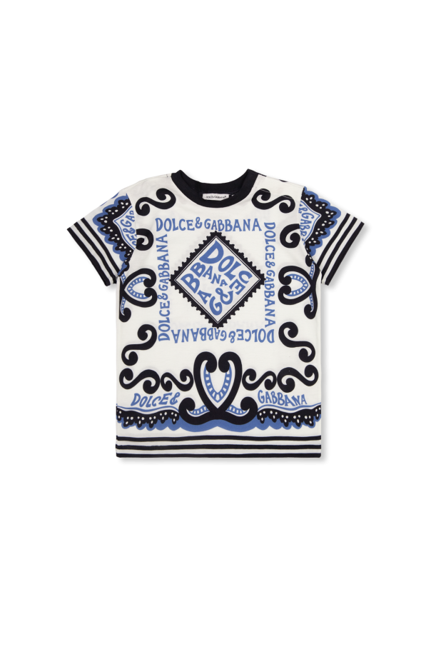 Dolce & Gabbana Kids logo-print mock-neck top T-shirt with logo
