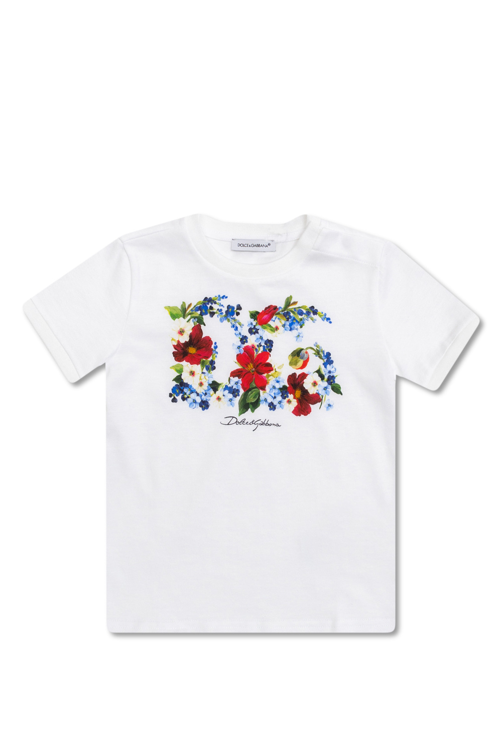 Dolce & Gabbana Green Short For Baby Boy With Logos T-shirt with floral motif