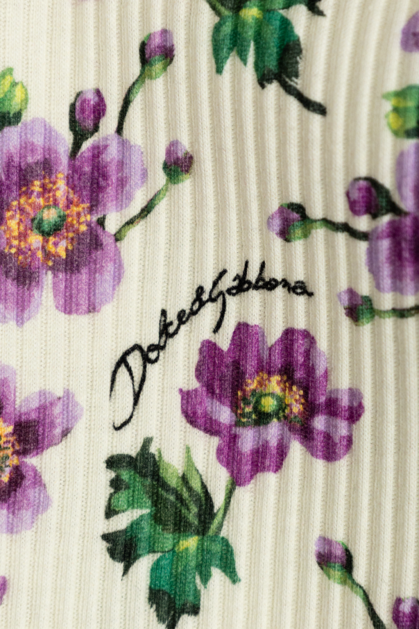 Dolce & Gabbana Kids Geripptes Top mit Blumenmuster