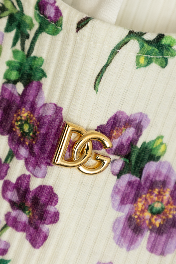 Dolce & Gabbana Kids Geripptes Top mit Blumenmuster