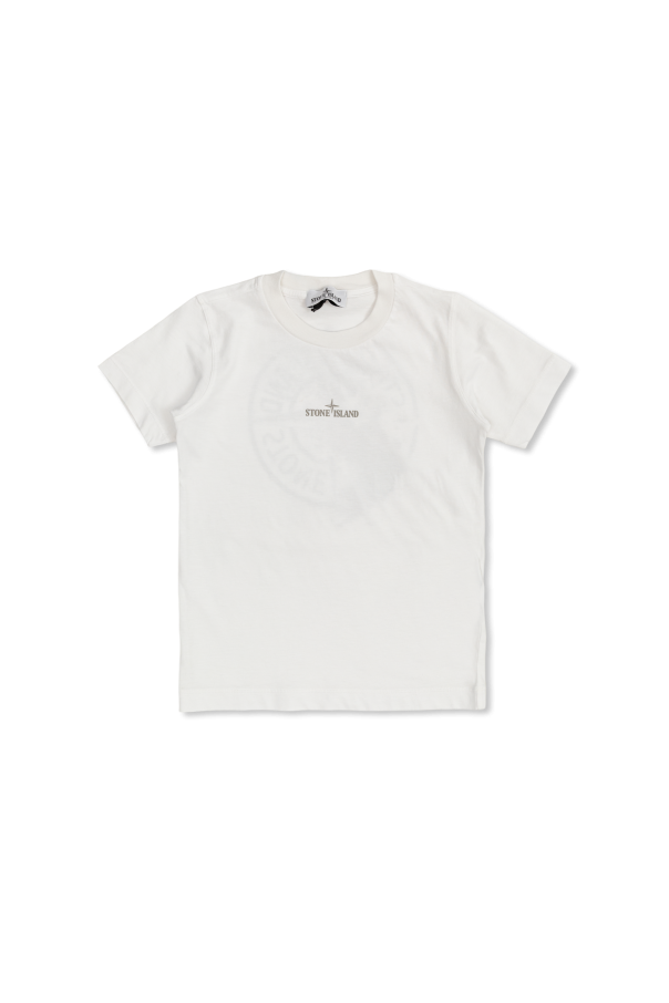 T-shirt with a printed logo od Stone Island Junior