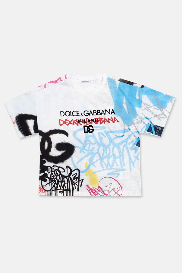 DOLCE & GABBANA JEANSOWE SZORTY Z WYSOKIM STANEM Patterned T-shirt