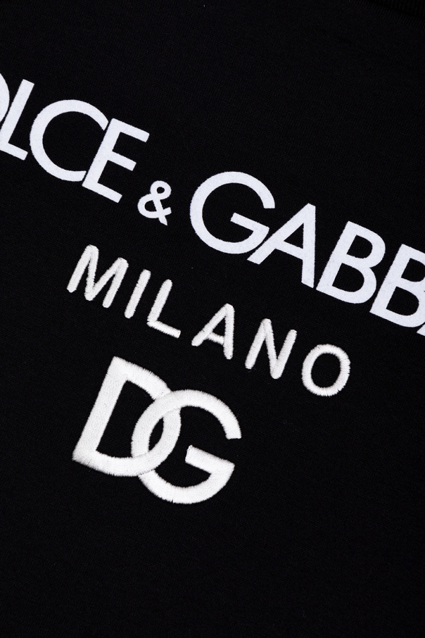 Dolce & Gabbana Kids embroidered logo longsleeved T-shirt White Dolce & Gabbana Miss Dolce Floral Raffia Satchel
