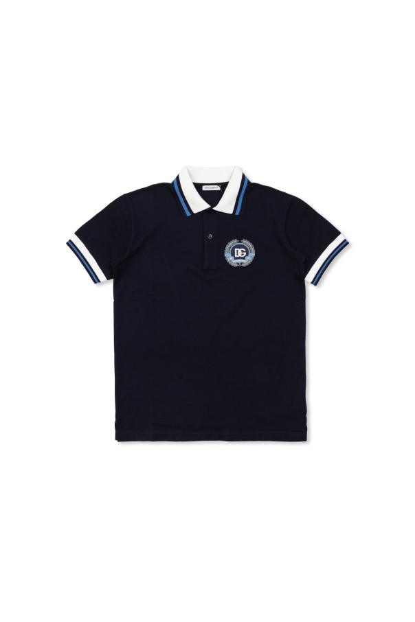 Cotton polo shirt with embroidered logo od Dolce & Gabbana Kids