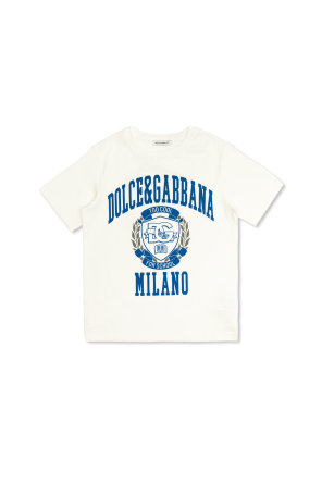 T-shirt with logo od Dolce & Gabbana bow-embellished velvet slippers