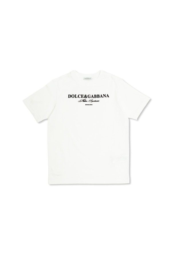 T-shirt with a logo and a velvety finish od Dolce & Gabbana Kids