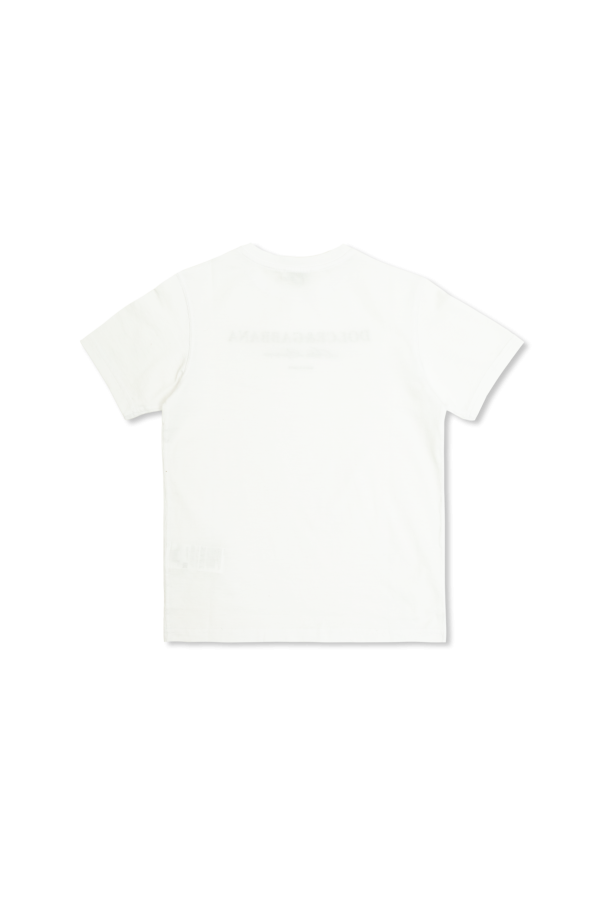 Dolce & Gabbana Kids T-Shirt mit samtigem Logo-Finish