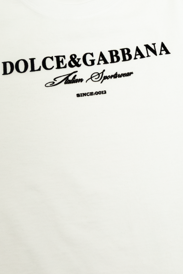 Dolce & Gabbana Kids T-Shirt mit samtigem Logo-Finish