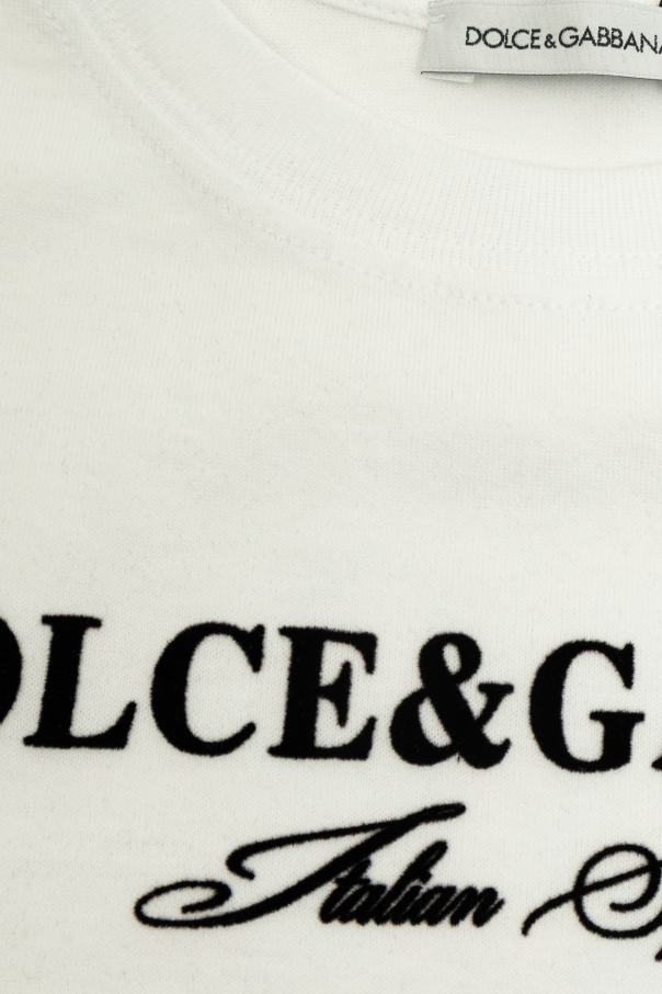 Dolce & Gabbana Kids T-Shirt mit samtigem Logo-Finish