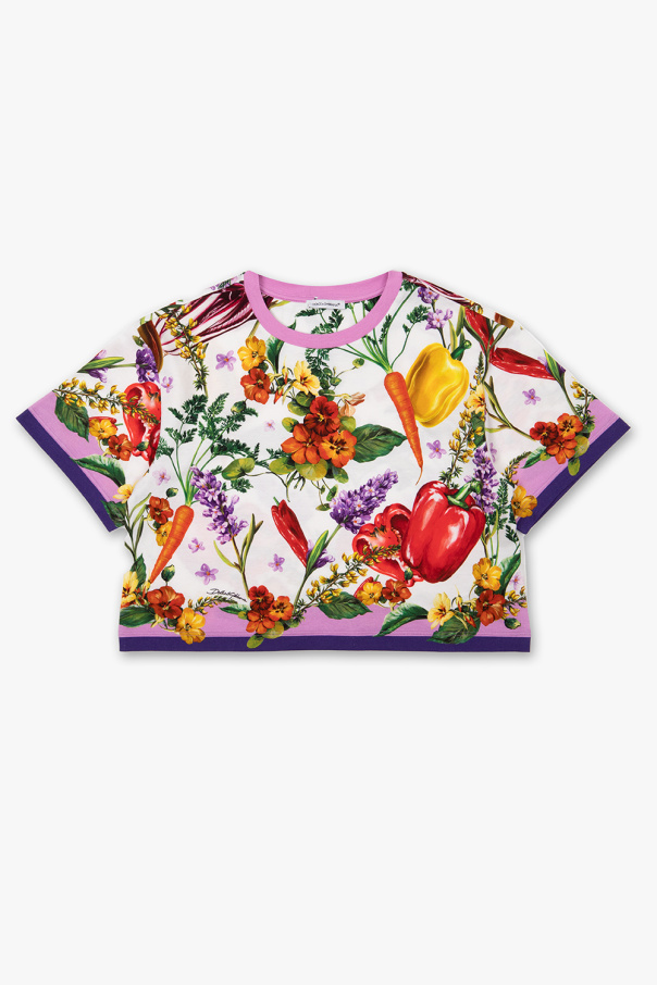 dolce gabbana stretch jersey blazer with piping Floral T-shirt
