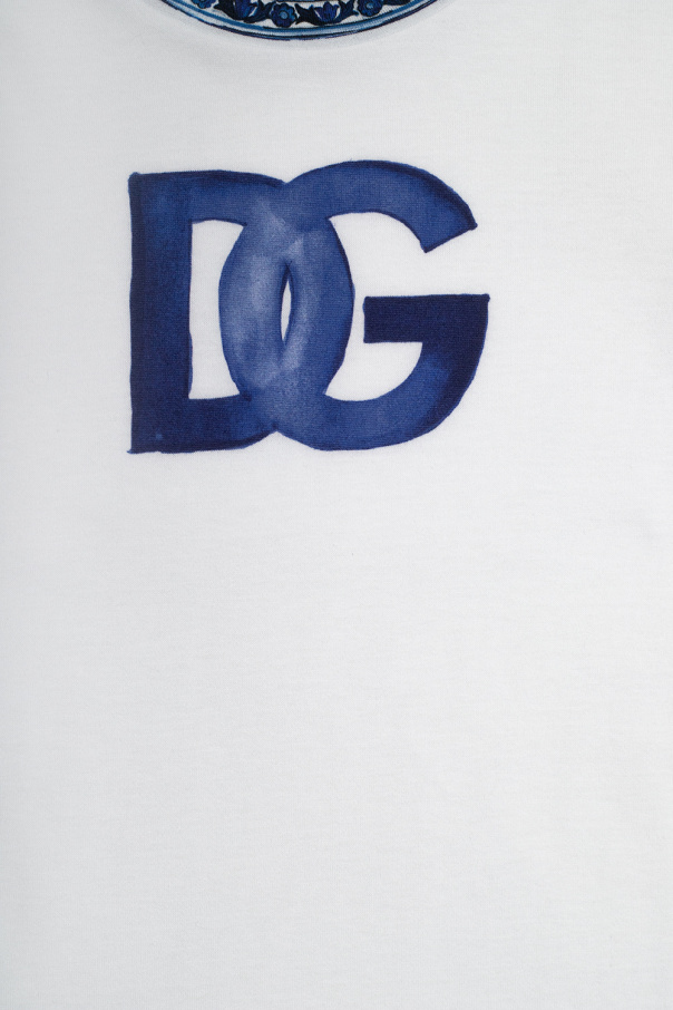 Dolce & Gabbana DG-patch virgin wool gloves Kids T-shirt with logo