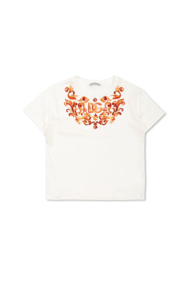 T-shirt with print and shimmering sequins od Dolce & Gabbana Kids