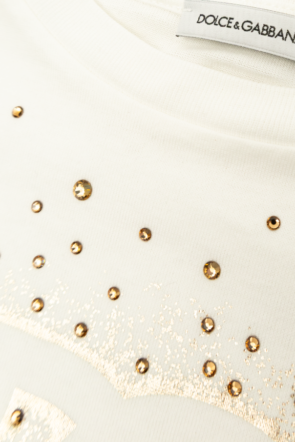 Dolce & Gabbana Kids T-shirt with logo and shimmering appliqués