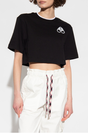 Moose Knuckles Cropped T-shirt with logo