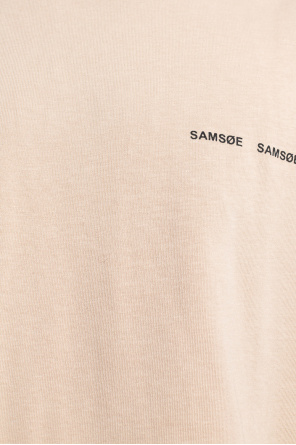 Samsøe Samsøe Eleventy striped-edge cotton T-Shirt Braun