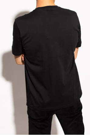 Black Plus Trim Detail Cotton Shirt Printed T-shirt