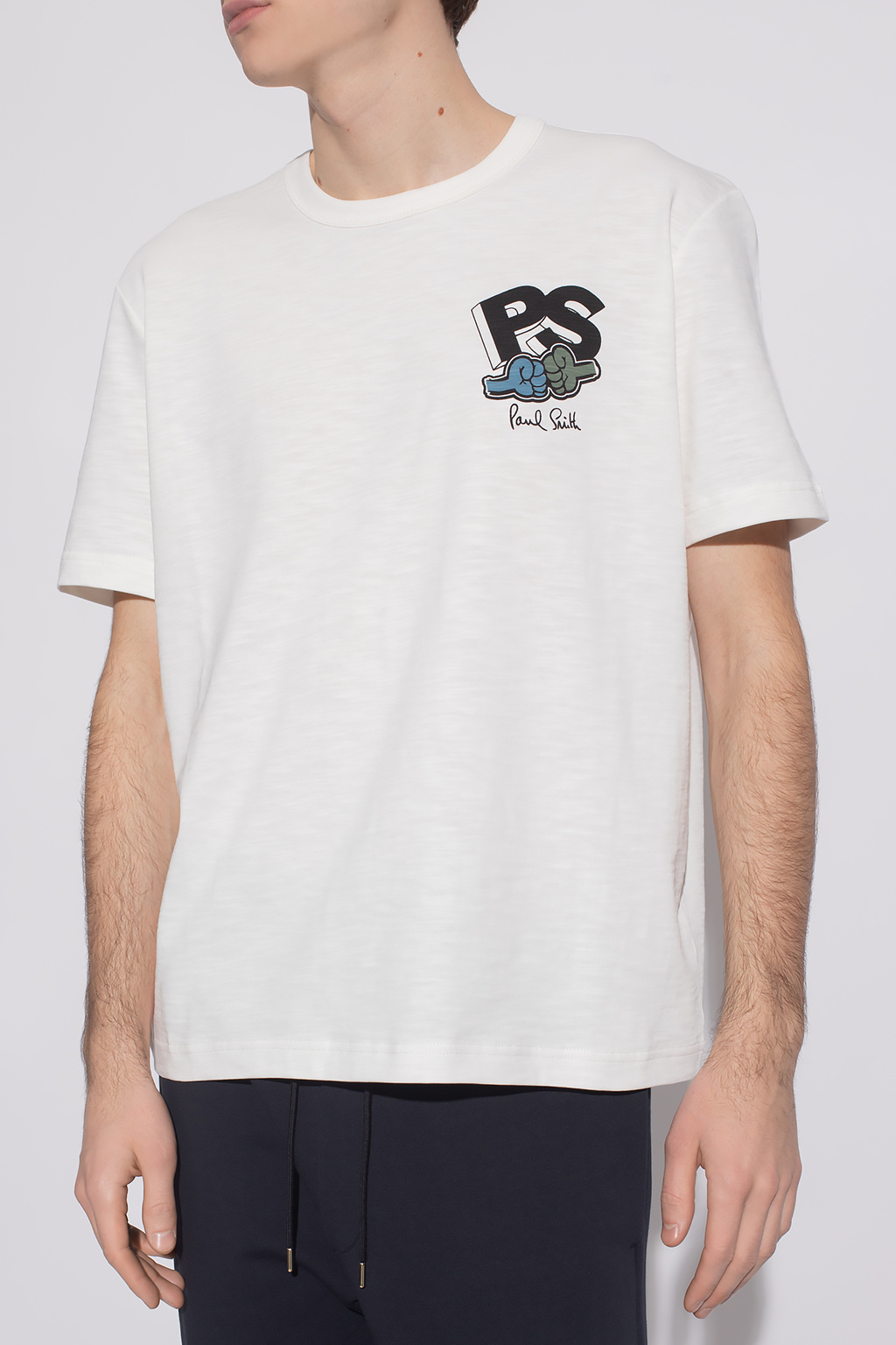 PS Paul Smith TEEN frayed logo-patch T-shirt Nero