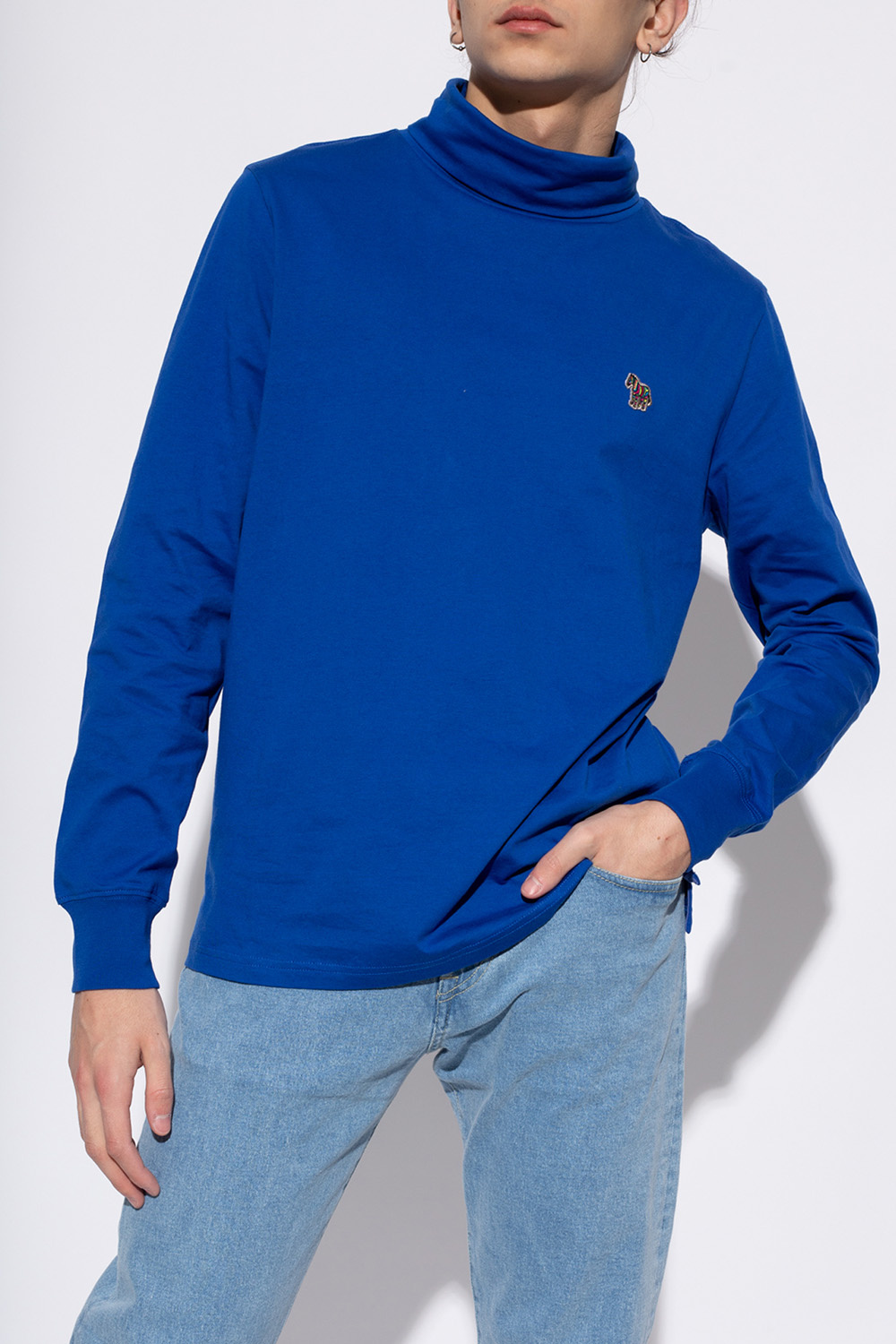 Stone Island logo patch rib-trimmed sweatshirt Turtleneck top with logo