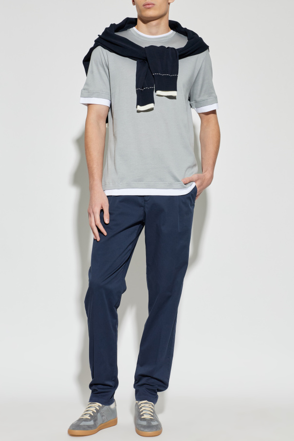 Eleventy Camiseta de algodón con cuello redondo