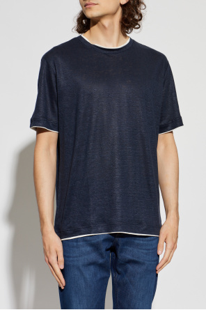 Eleventy Linen t-shirt with a round neckline