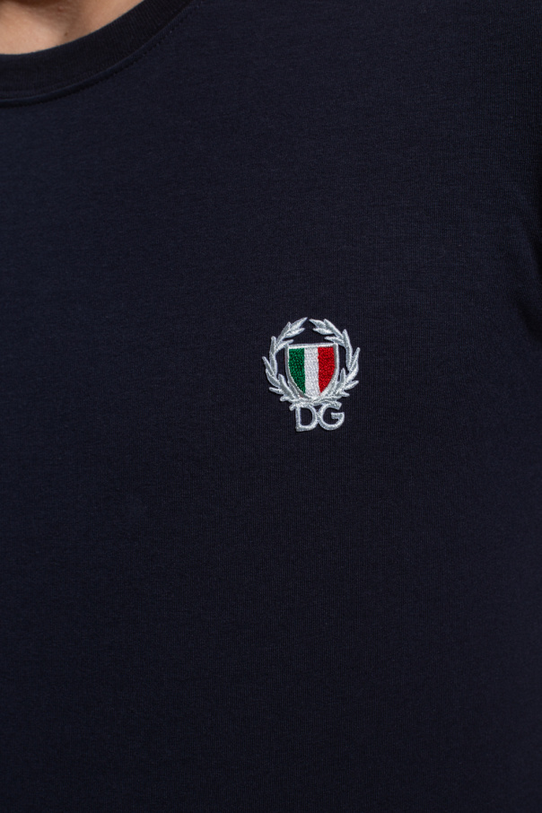 Dolce & Gabbana logo-print silk shirt jacket T-shirt with patch