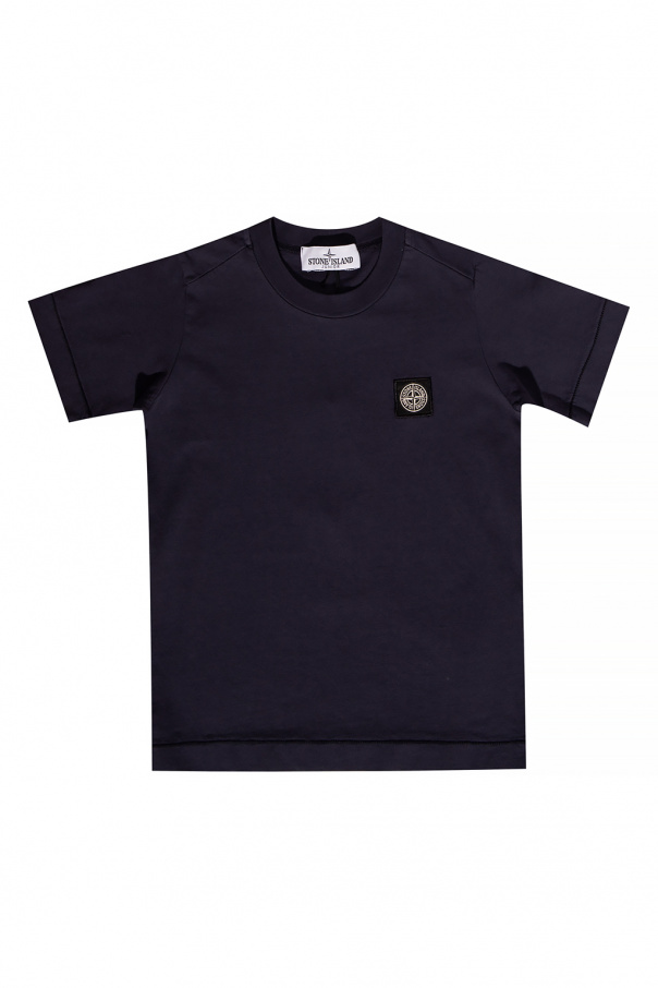 Stone Island Kids long sleeve neon striped t shirt with small red heart