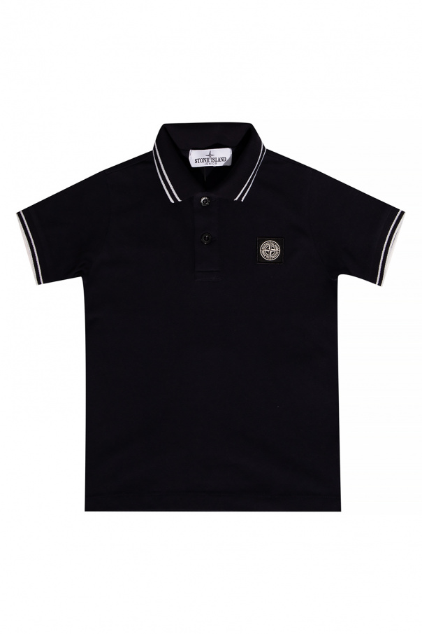 grey contrast-trimmed polo shirt Polo shirt with logo