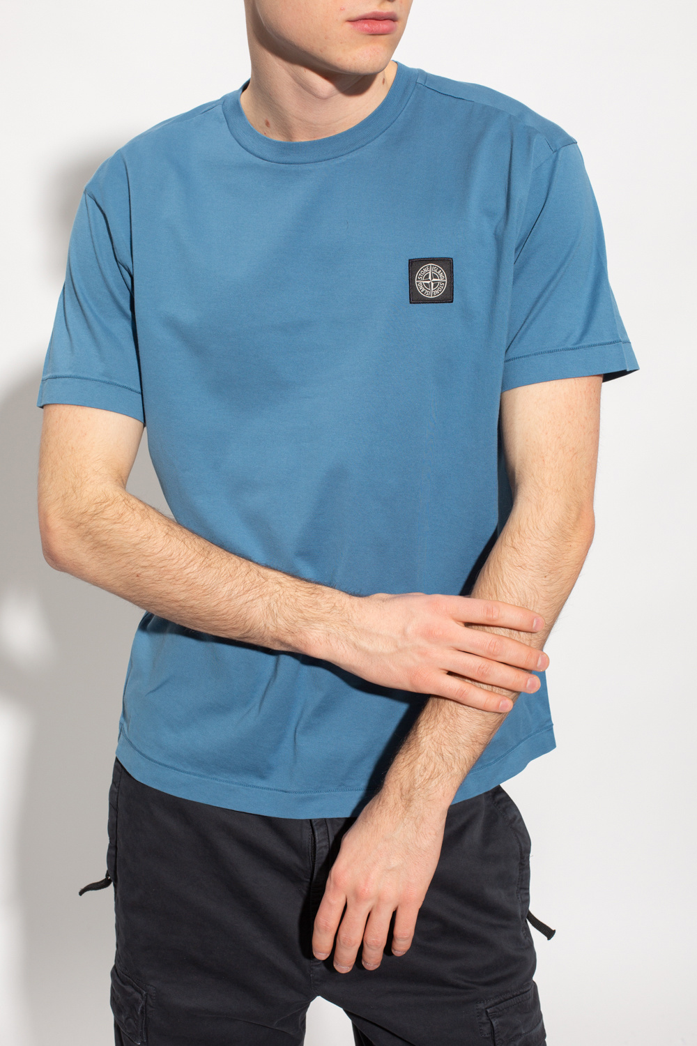 Stone Island blue Embroidered Logo T-Shirt