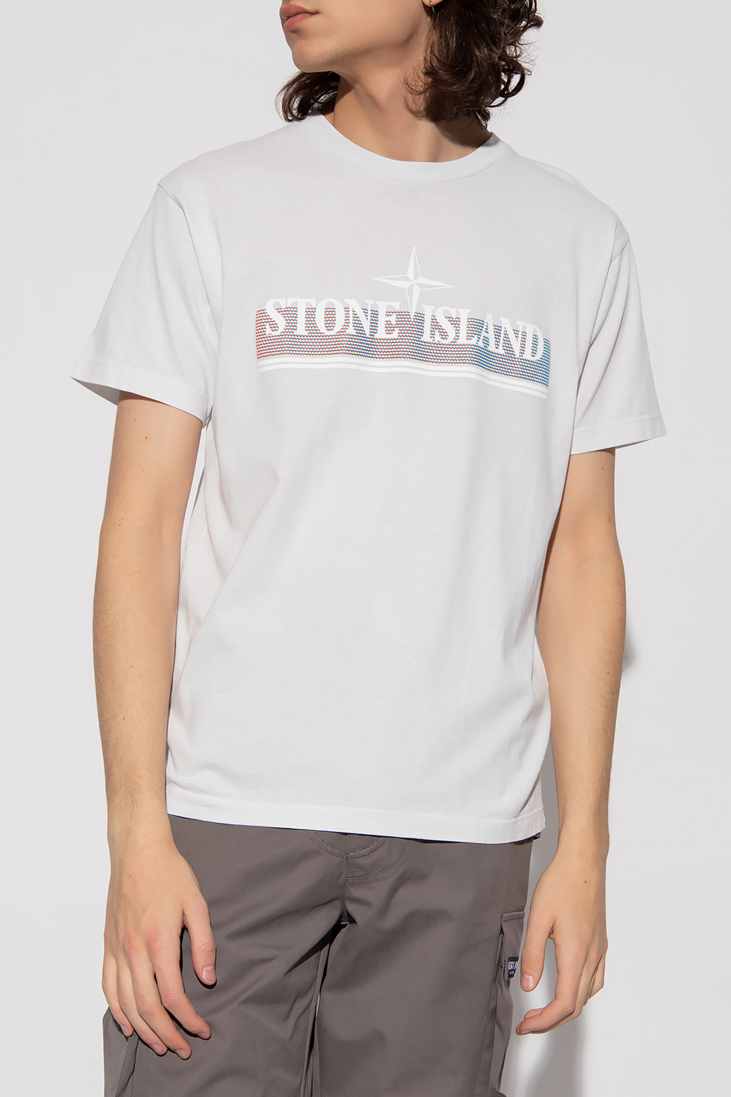 Stone Island olive t textured shirt with logo jacquemus t textured shirt anthracite