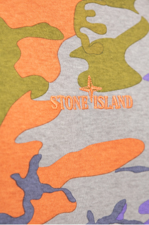 Stone Island PALE LEMON COBALT Natural Veg Cotton WARPED LOGO REGULAR T-SHIRT PALE LEMON C from