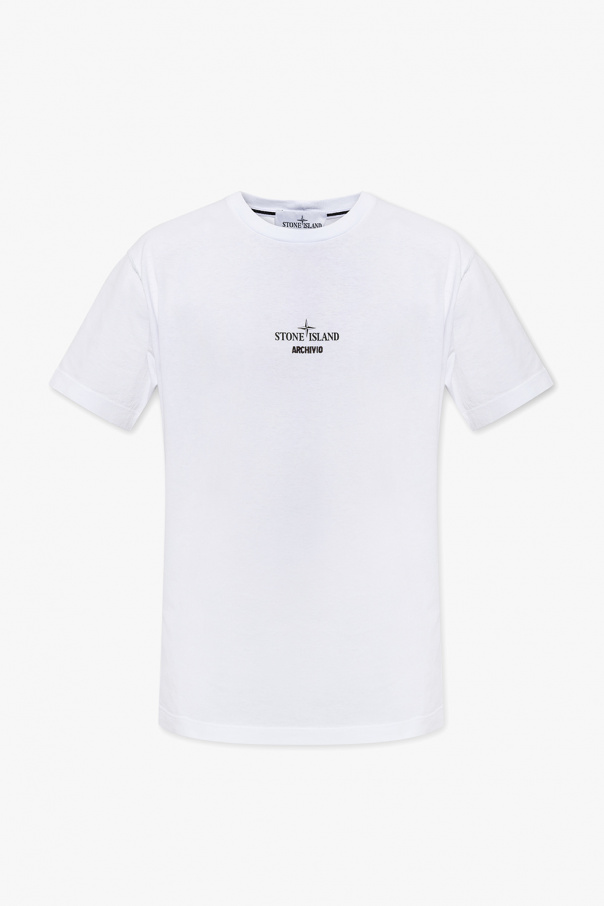 Stone Island TEEN logo-print T-shirt pullover Blu
