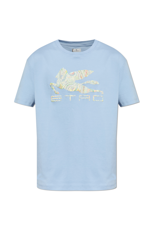 T-shirt with a colorful logo print od Etro