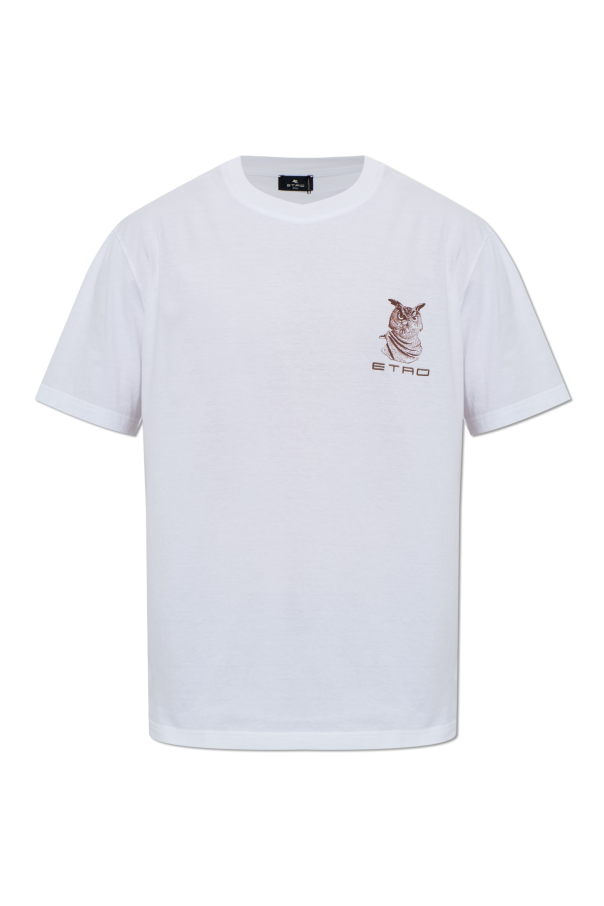 T-shirt with embroidered logo od Etro