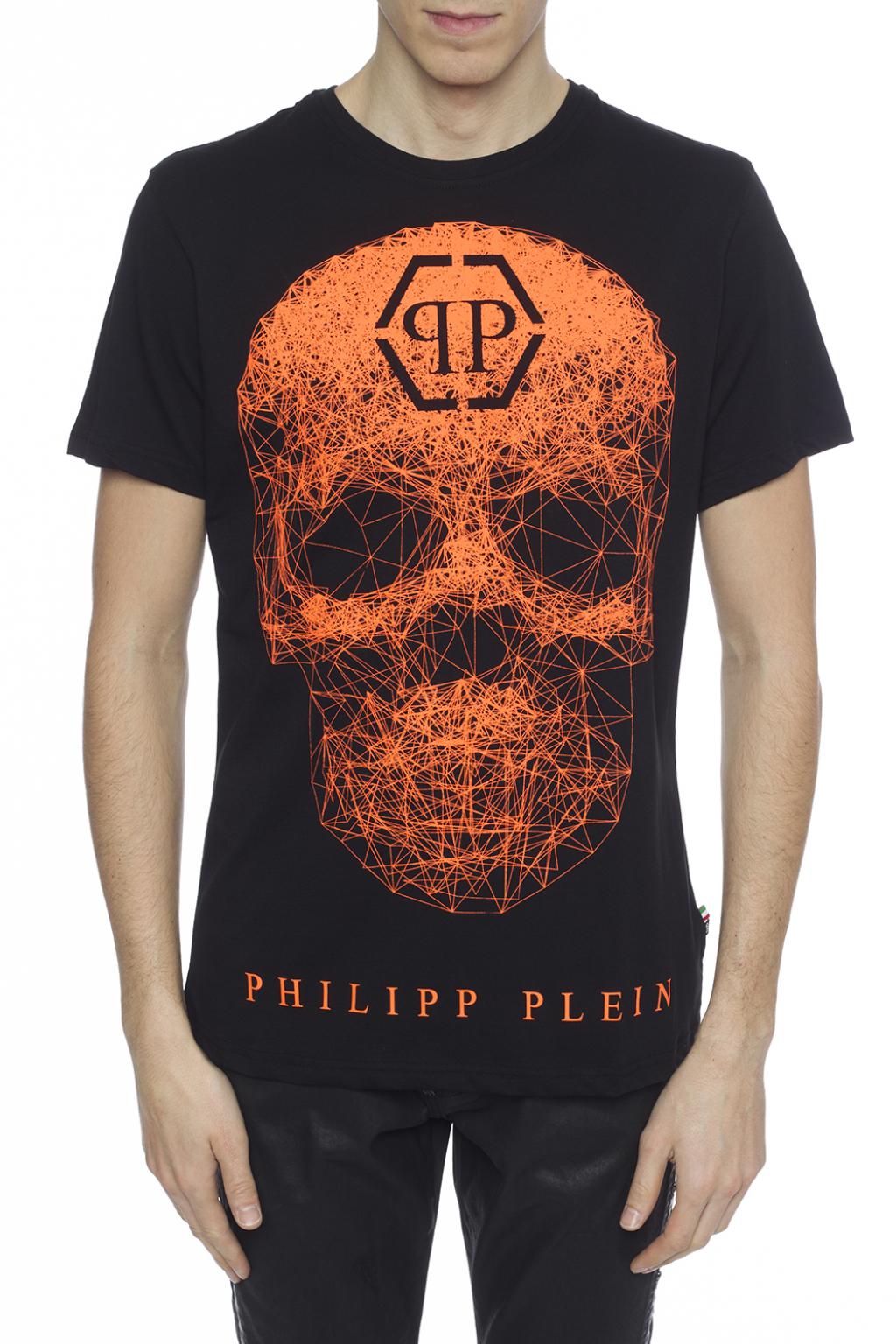 philipp plein gold skull t shirt