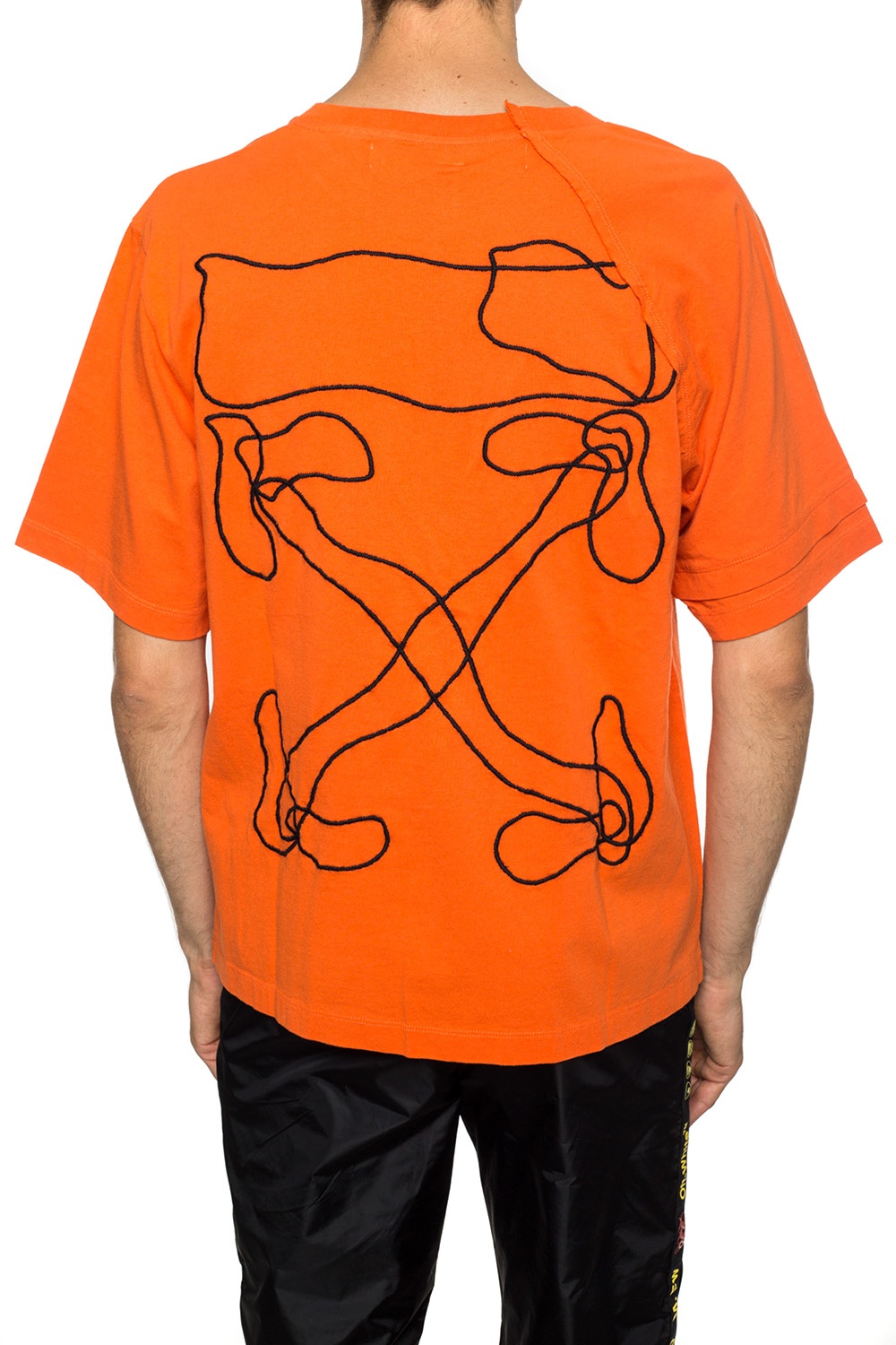 orange and black off white shirt