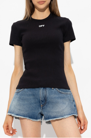 Off-White Cropped T-shirt with logo
