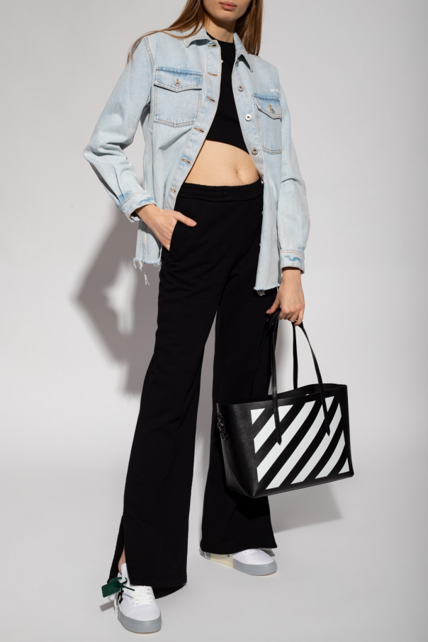 Off-White striped cropped cotton shirt