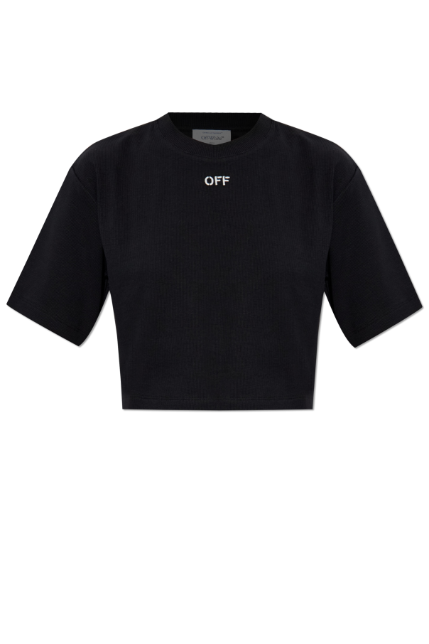 Short ribbed t-shirt with logo od Off-White