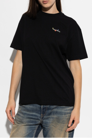 Off-White T-shirt with a colorfully printed logo
