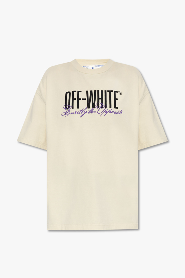 Off-White Fila Boldface T-shirt żakardowy w kolorze khaki z logo