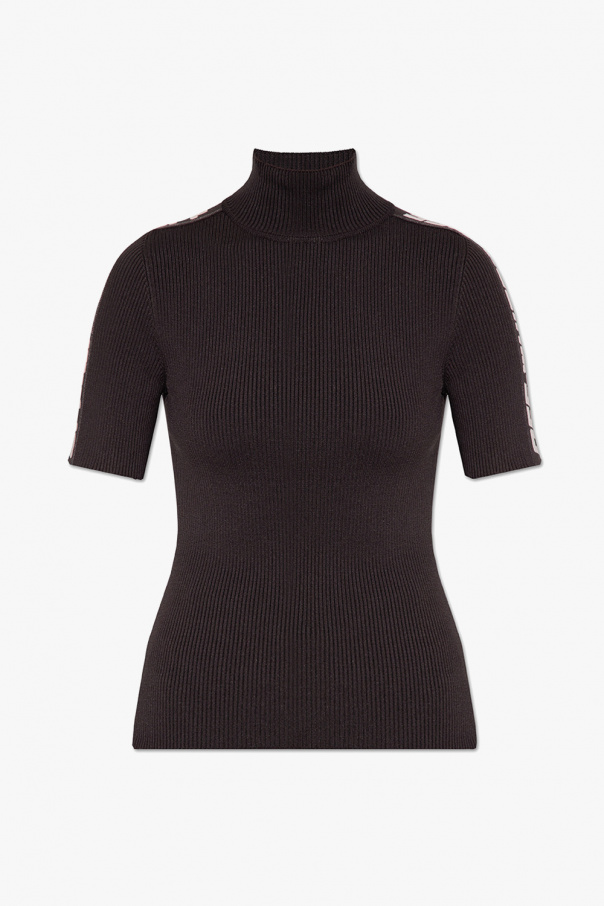 Off-White Ribbed turtleneck top with logo